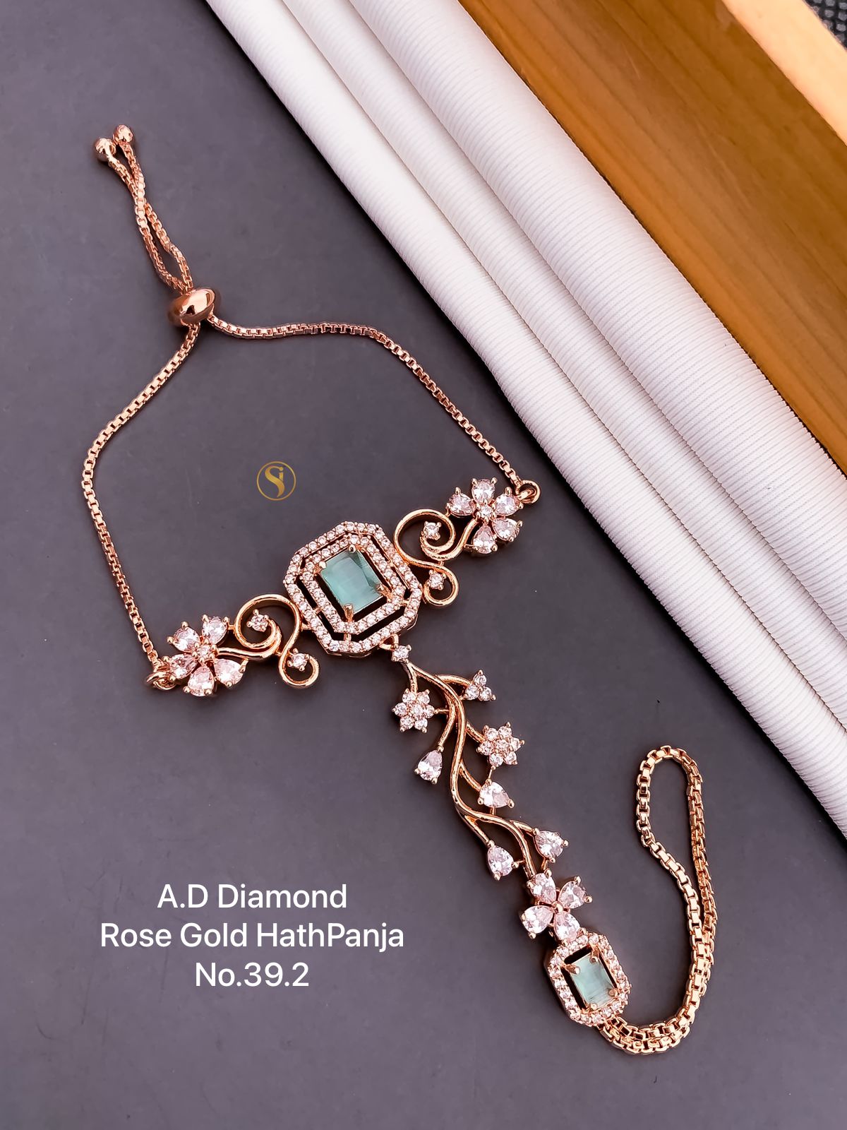 Designer Rose Gold AD Diamond Hath Panja Catalog
